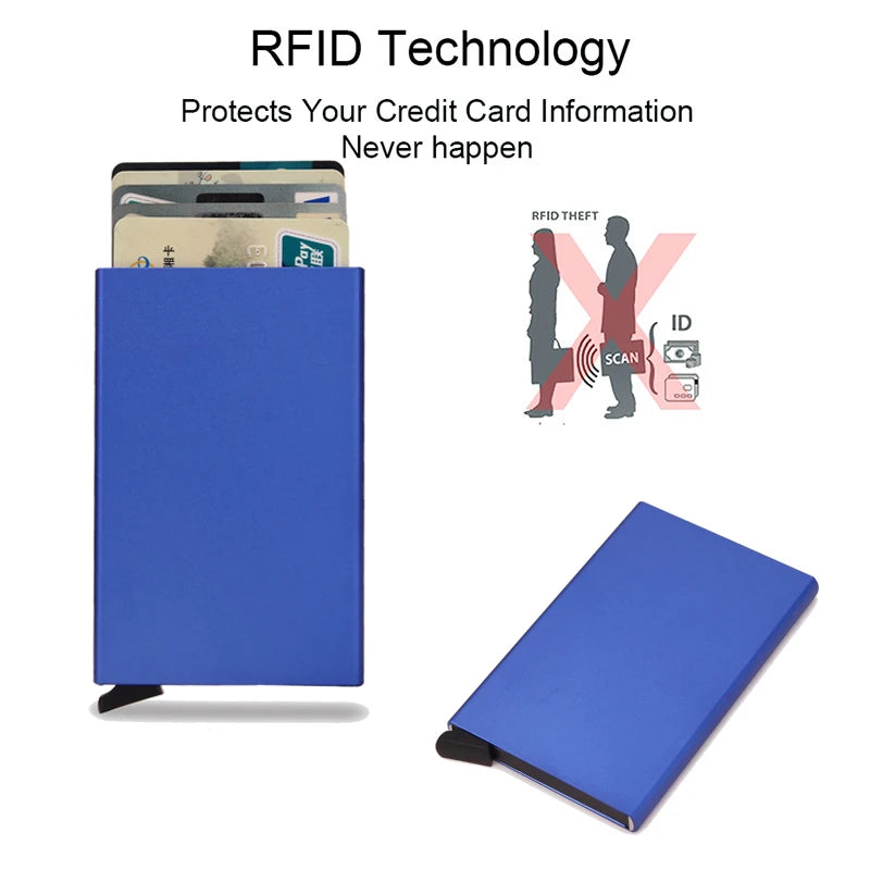 Smart Wallet Card Holder Metal Thin Slim Men Women Wallets