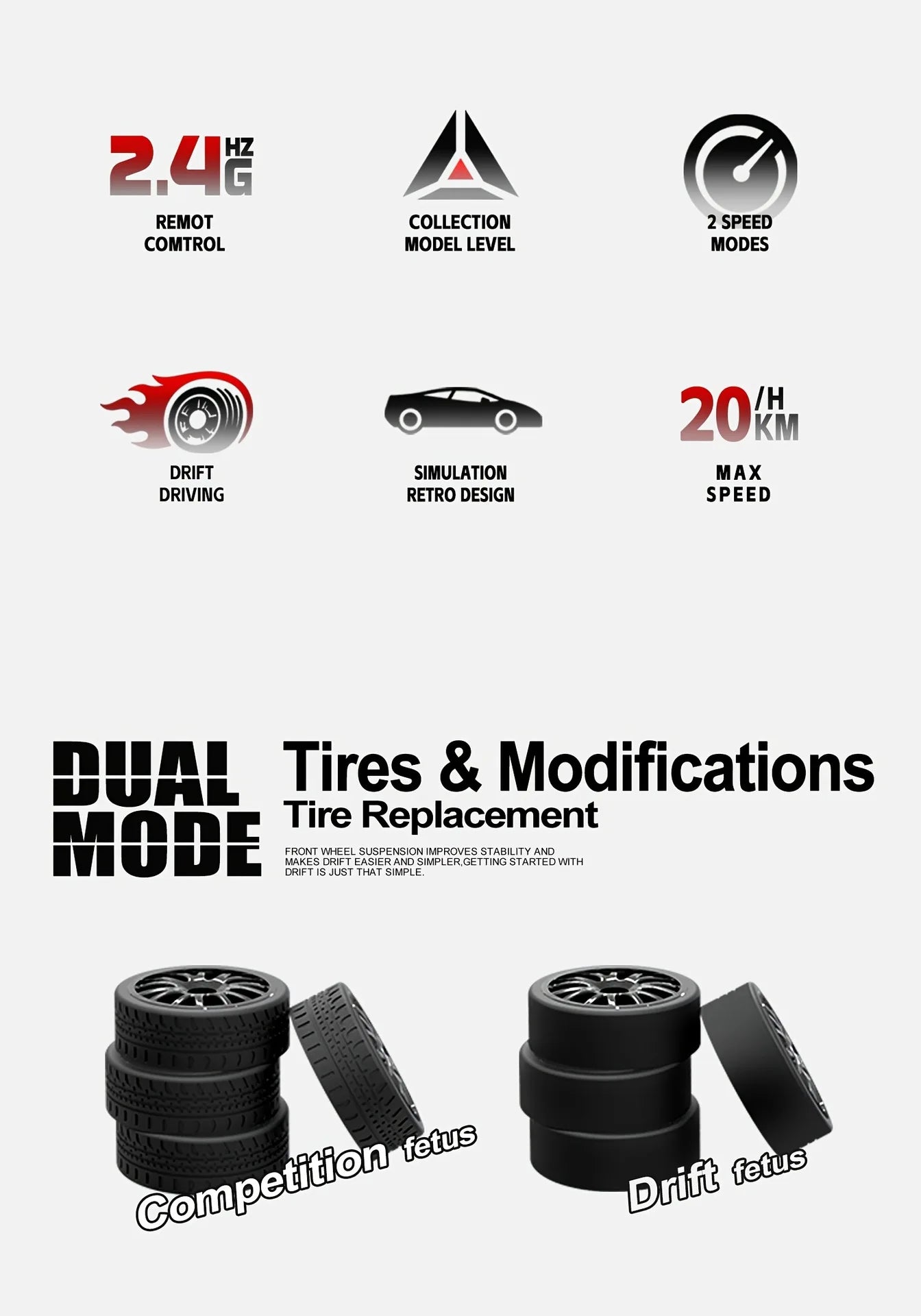 RC Drift Car 1:24 Remote Control Car for Adults 20 KM/H 4WD High Speed RC Cars