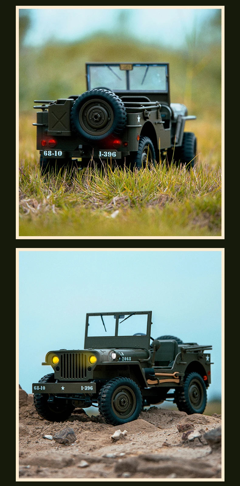 JJRC C8815 RC Car 1941 JEEP WILLYS 2.4G 4WD RTR Military Truck Off-Road Vehicle
