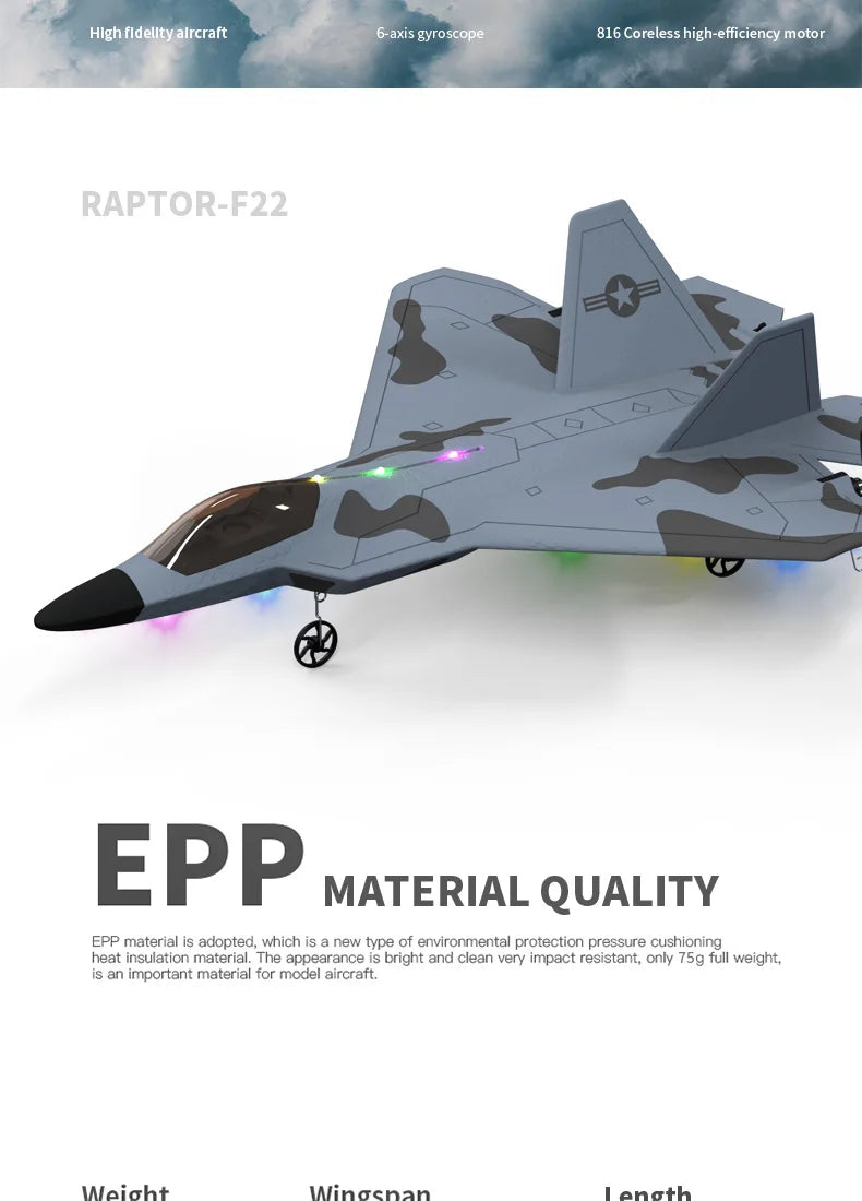 F22S 2.4G 4CH 3D6G RC Airplane Raptor F22 Warplane 2026