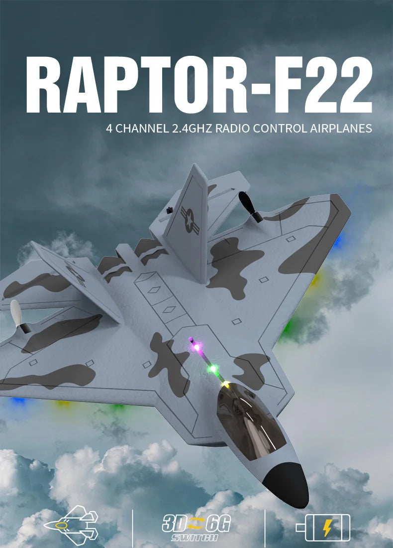 F22S 2.4G 4CH 3D6G RC Airplane Raptor F22 Warplane 2026