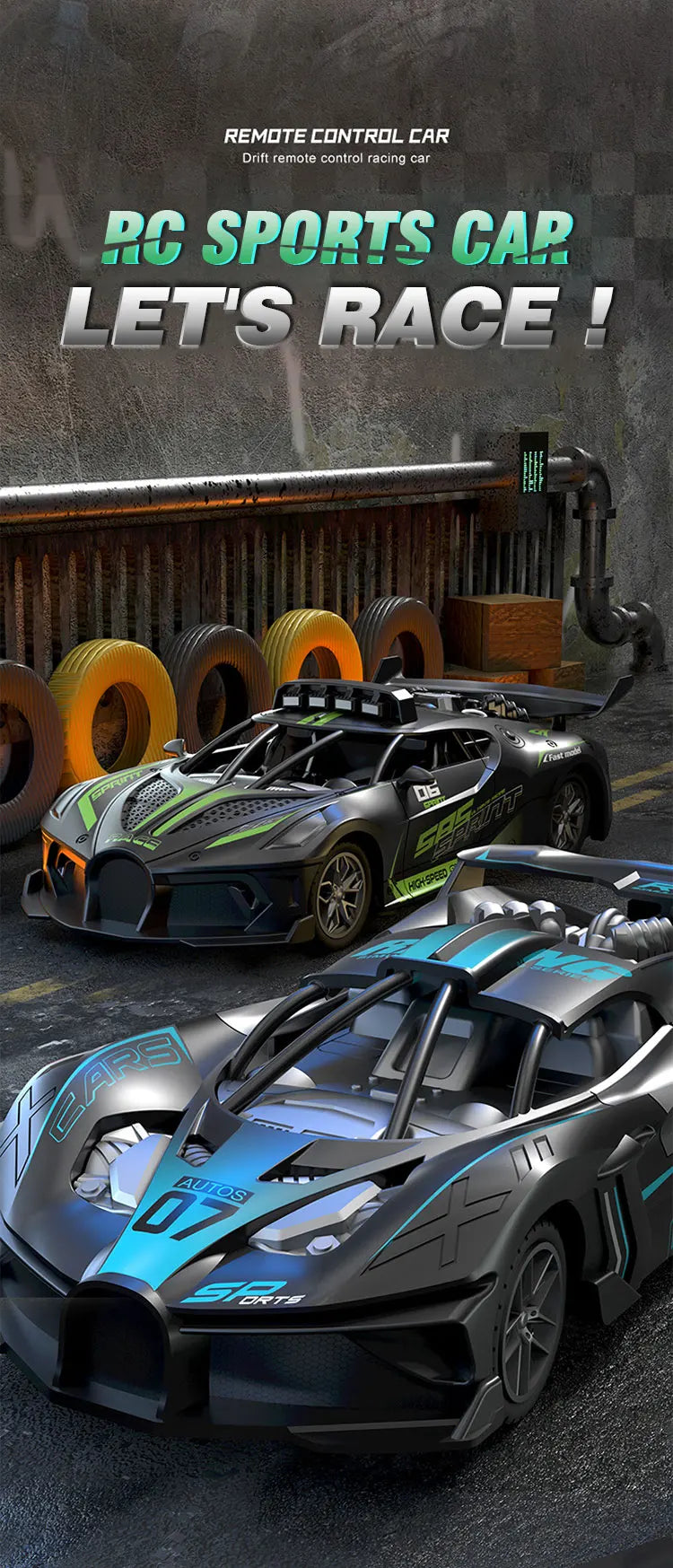 RC Car 4Ch High-Speed Remote Control Drift Racing Car Electric Sportscar