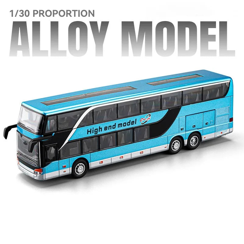 Business Single Decker Bus Alloy Models Doors Opened with Sound Light Pull Back Bus