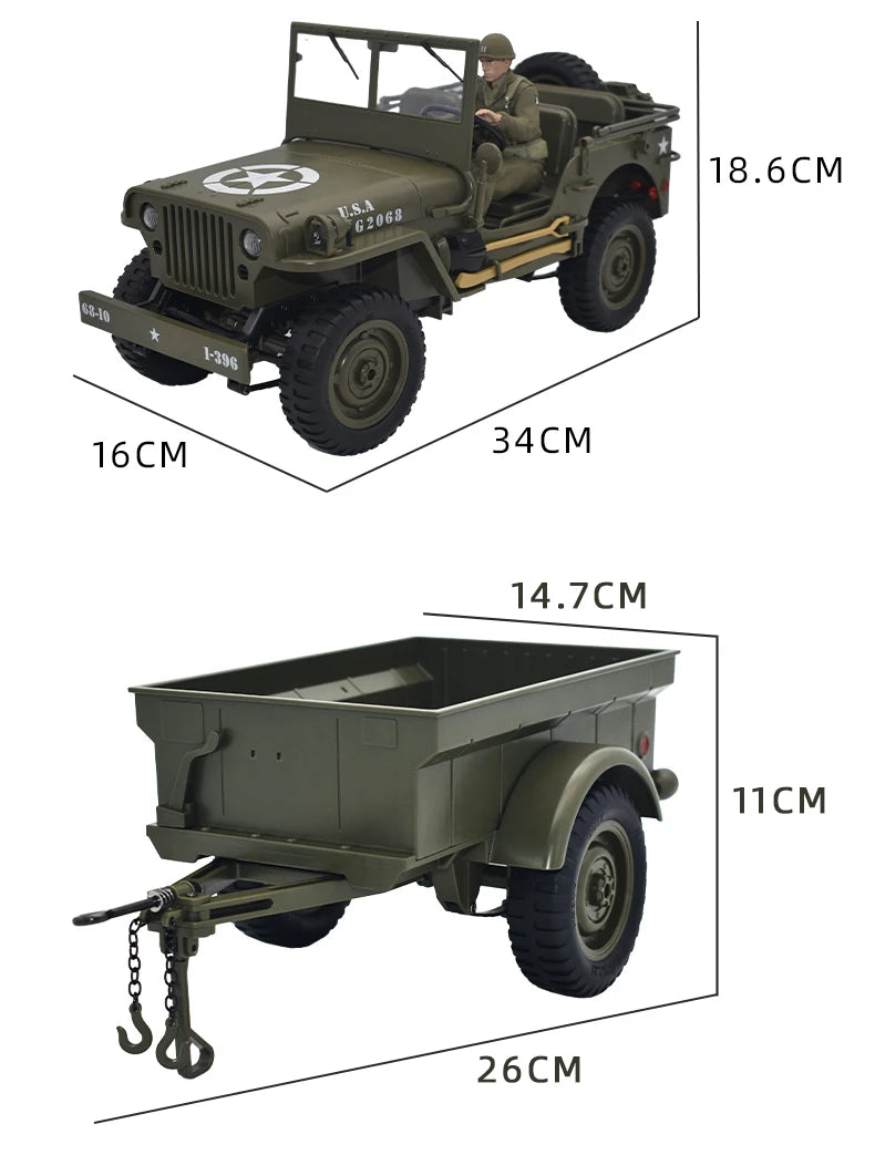 JJRC C8815 RC Car 1941 JEEP WILLYS 2.4G 4WD RTR Military Truck Off-Road Vehicle