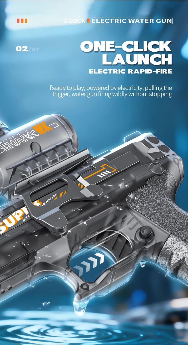 Simulated Firing and Recoil Electric Water Gun Toys Children Automatic Sensor Lights Water Pistol Kids Toy
