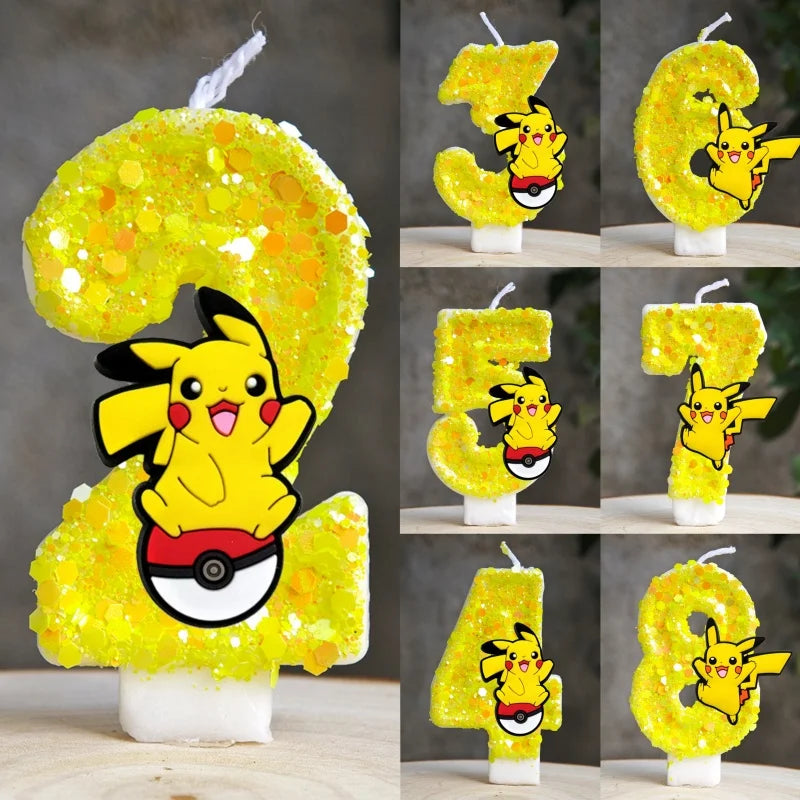 Pokemon Pikachu Candle Cartoon 0-9 Number Birthday Candle