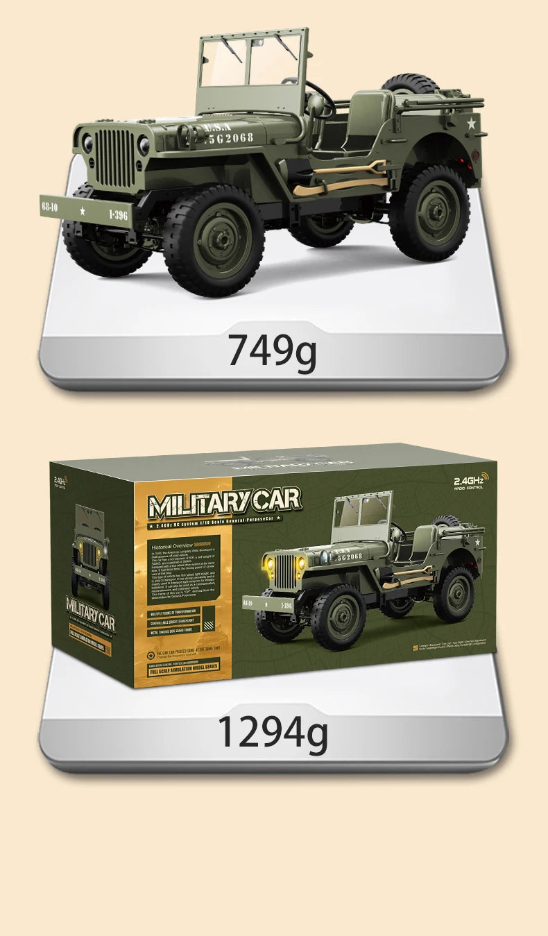 JJRC C8815 RC Car 1941 JEEP WILLYS 2.4G 4WD RTR Military Truck Off-Road Vehicle