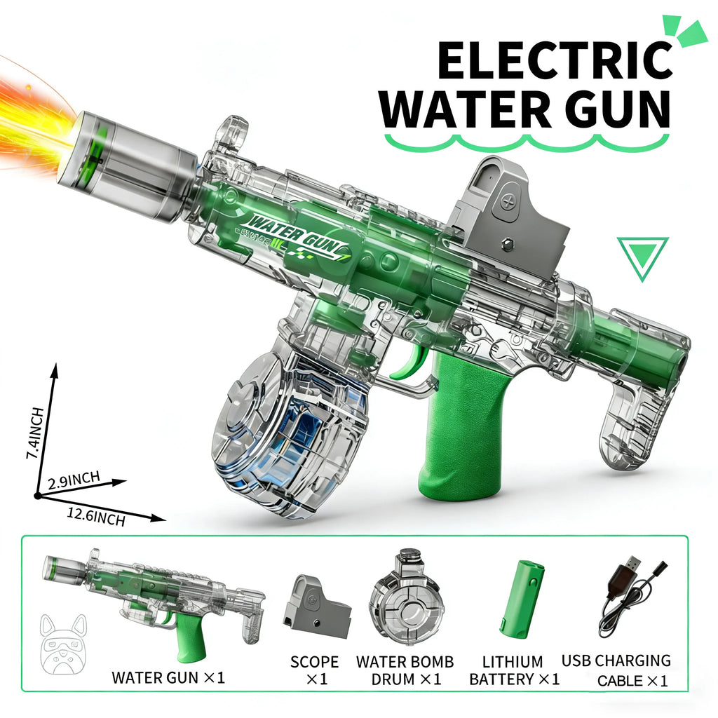 Simulated Firing and Recoil Electric Water Gun Toys Children Automatic Sensor Lights Water Pistol Kids Toy